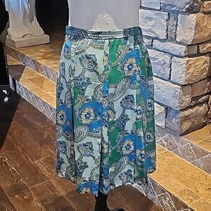 Liz Claiborne silk box pleat paisley skirt size 4 petite